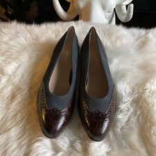 Vintage Salvatore Ferragamo SUEDE Croc-Embossed Flats Italy 7.5AA