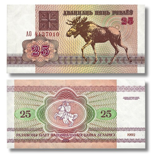 Belarus 25 Rublei Banknote, 1992, P-6, Uncirculated X 1 PC 🇧🇾