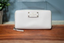Kate Spade Neda Wellesley Leather Zip Around Wallet Color Ivory or pebb WLRU1153