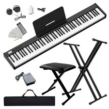 Piano Keyboard 88 Keys with Bench and Stand, Semi weighted Portable Digital P...