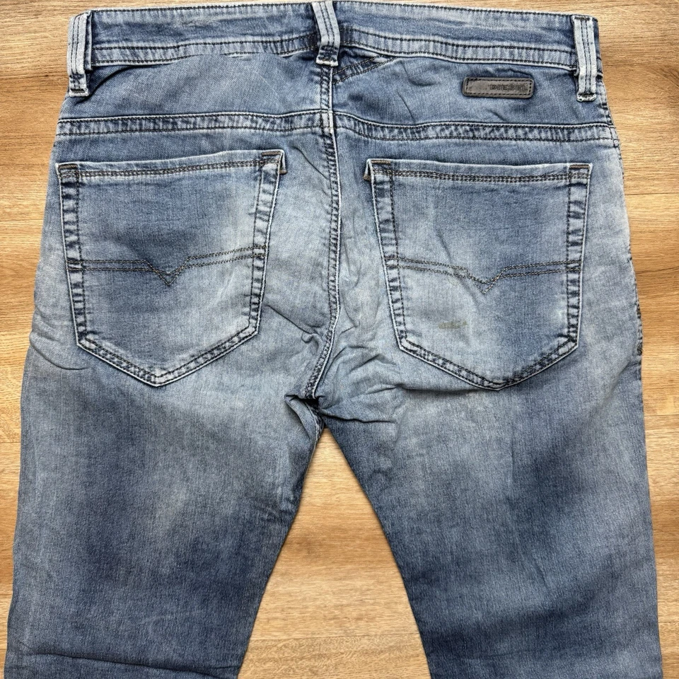 Calça de moletom Diesel denim masculina 30 azul Thavar NE contraste moderno rasgado 0603L - Imagem 4 de 4