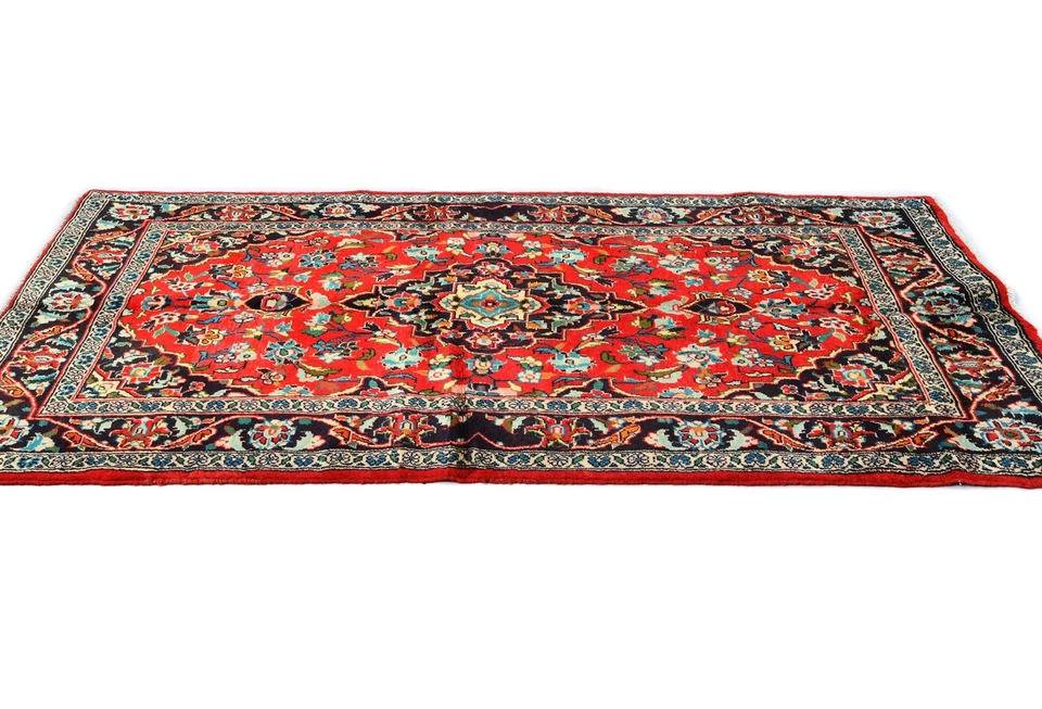 Alfombra Oriental 3'7X7'0 Roja Tradicional Clásica Floral Hecha a Mano Alfombra de Entrada Foto 4 de 4