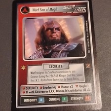 Star Trek CCG Worf Son of Mogh Security Card black border Decipher 1998 