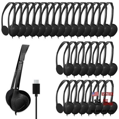 USB-C Headphones Bulk, 30-Pack Suitable for Classroom, School, 30 Pakcl