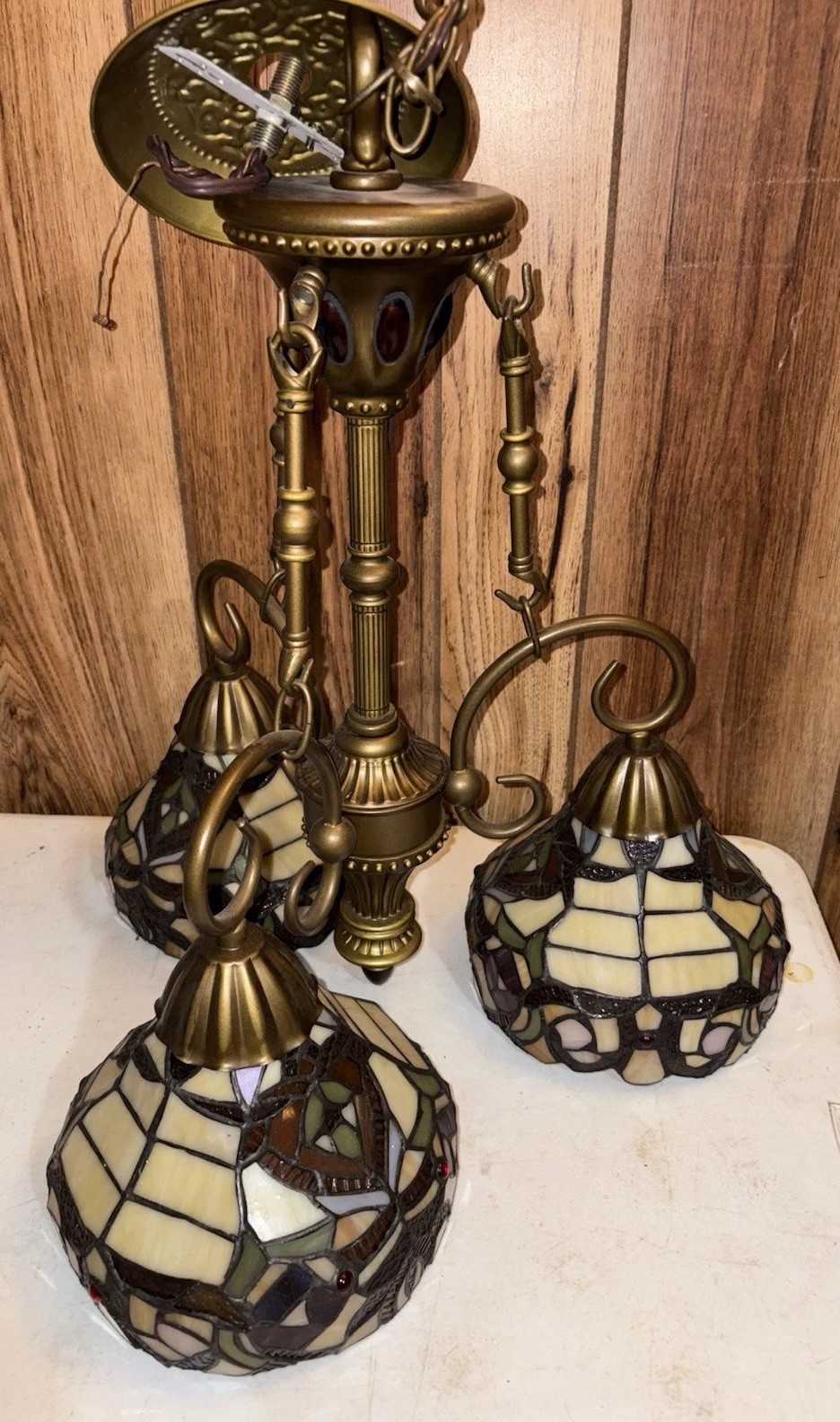 Tiffany Style Stained Glass 3 Light Hanging Pendant Lamp Ceiling Chandelier 2006
