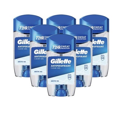 Gillette Arctic Ice Gel Deodorant Antiperspirant 72H Protect Odor Blocker 6-Pack
