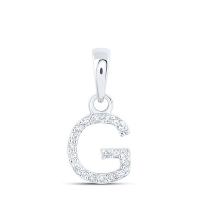 0,04 ctw natürlicher Diamant 0,38 g 10 k Weißgold Initiale ''G'' Anhänger Buchstabe Charm