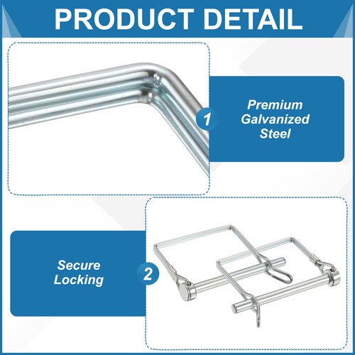 4 Pcs Trailer Coupler Pin, 5/16" x 1.7" Square Safety Wire Spring Lock Hitch Pin - Picture 3 of 7