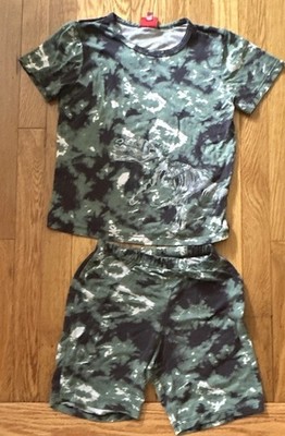 North Creek Kids Boys Size 10 2-Piece Camo Dinosaur T-Shirt & Shorts Set
