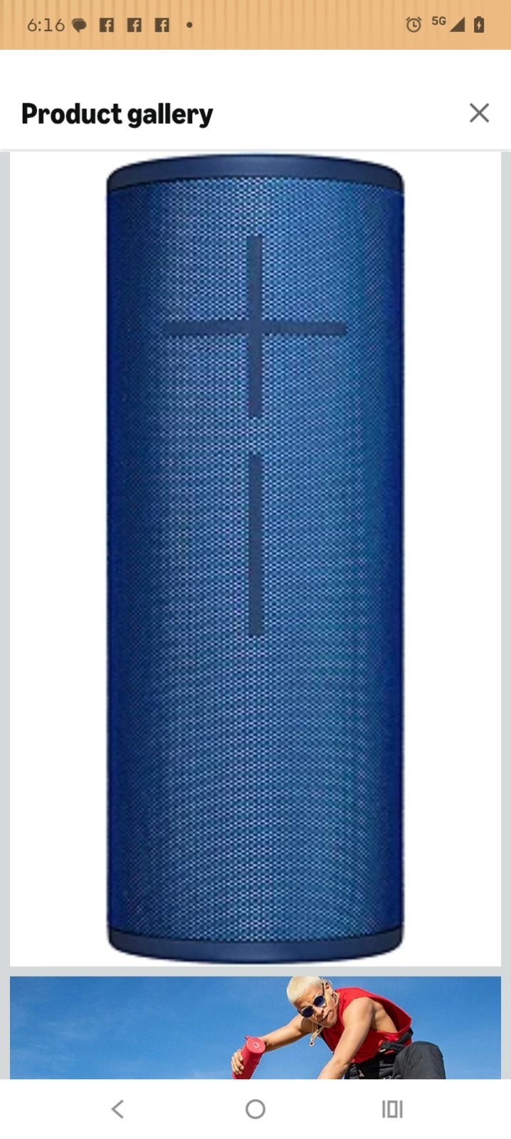 Ultimate Ears MEGABOOM 3 Bluetooth Waterproof Portable Speaker Blue Cylindrical