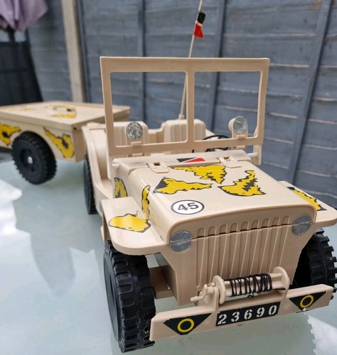 Vintage Action Man Cherilea Desert Jeep & Trailer Rare *Pls See Description*