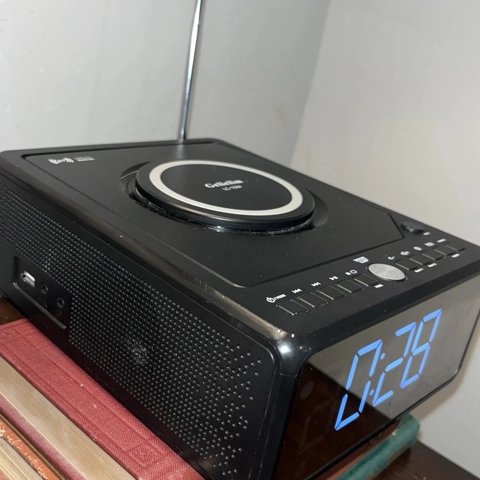 Gelielim CD Player Alarm Clock Radio Combo, Bluetooth Boombox, Qi Black  - Image 2 of 4