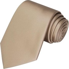 63'' XL Tie Mens Extra Long Solid Satin Necktie For Big And Tall Men Tan