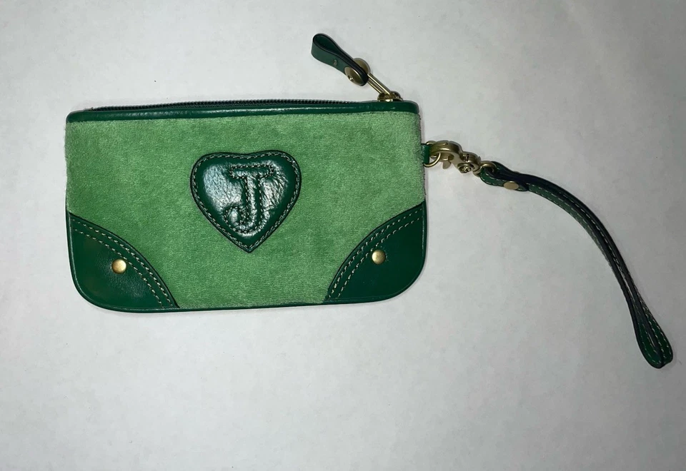 Juicy Couture Y2K Green Velour "Queen of Couture" Wallet Wristlet - Image 4 of 4