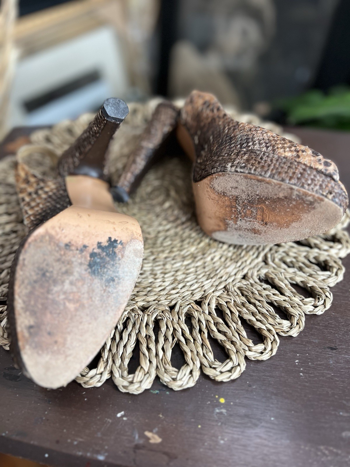 Stuart Weitzman Python embossed Peep Toe Slingbac… - image 6