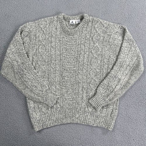 Vintage Jockey Fisherman Cable Knit Sweater Large Gray Speckled Wool Blend - Image 1