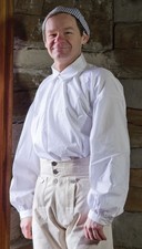 18th Century Men s Work Shirt - Colonial White Cotton Smock - Revolutionary War