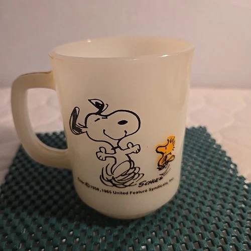 Vintage Snoopy Milk Glass Coffee Mug