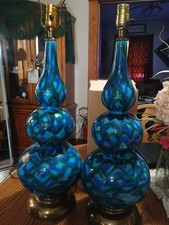 Aldo Londi Influenced Lamps Set of 2. Deep Aq...
