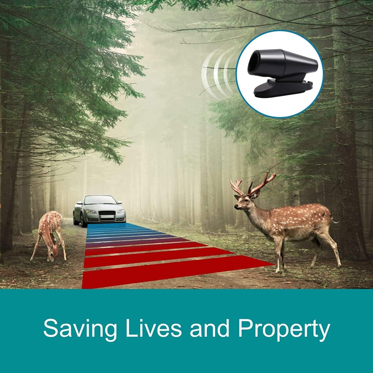 4Pcs Deer Whistles for Vehicles Wind Activated Black