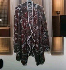 NWOT Lucky Brand Aztec Flyaway Waterfall Cardigan Women's Small Petite Burgundy 