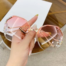 Luxus Strass Sonnenbrille Damen Mädchen Mode Bling Außen Übergröße Schatten 。