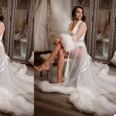 Women White Illusion Maternity Tulle 