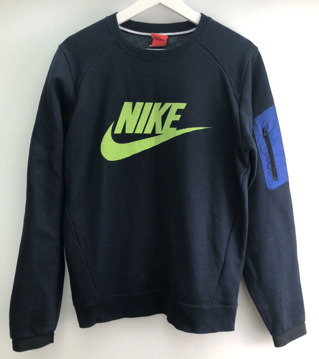 Vintage NIKE Sweatshirt Blue Logo Arm Pocket Mens Small S