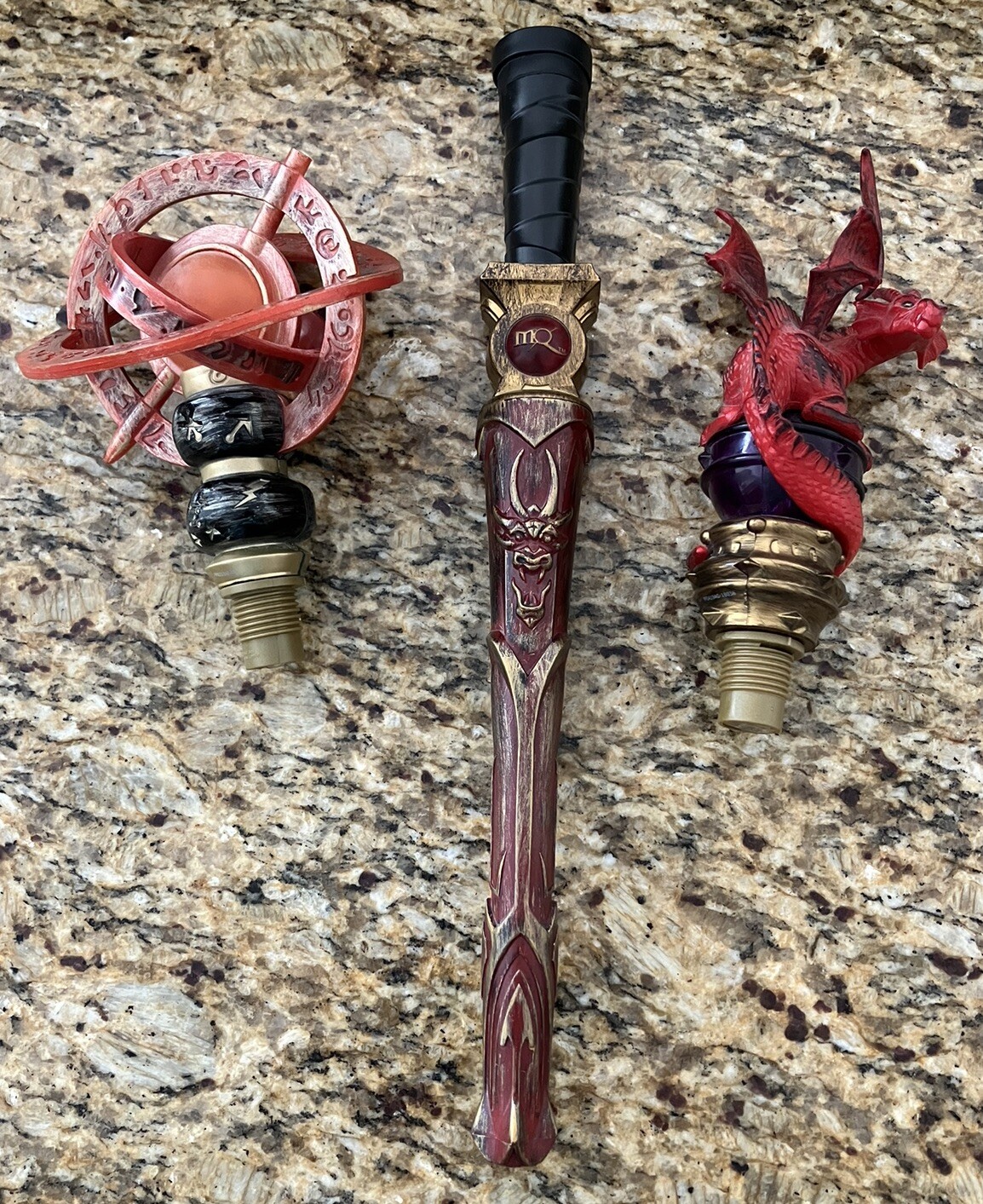 Lot Of Great Wolf Lodge Magiquest Wand and Toppers Red Dragon & Armillary eBay