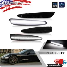 (4) Front & Rear White LED Side Marker Lamps For 2005-2013 Chevrolet Corvette C6