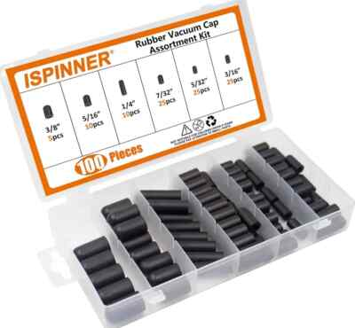 #ad 100 Pcs Carburetor amp; Vacuum Rubber Cap Plug Assortment Kit Intake Vacuum Lines $16.90