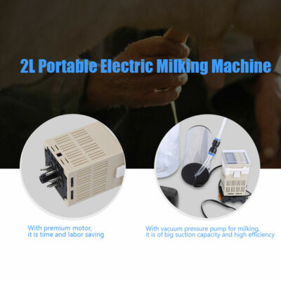 Elektrische melkmachine, 2L roestvrij staal draagbare impuls schapen geit melken apparaat machine vacuümpomp emmer melker voor Farm Household Milk ( schapen/geiten)(geit