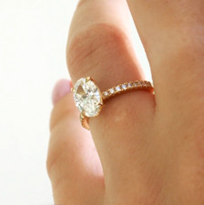 1.70 Ct Oval Solitaire IGI Lab Grown Diamond Engagement Ring 18K Yellow Gold