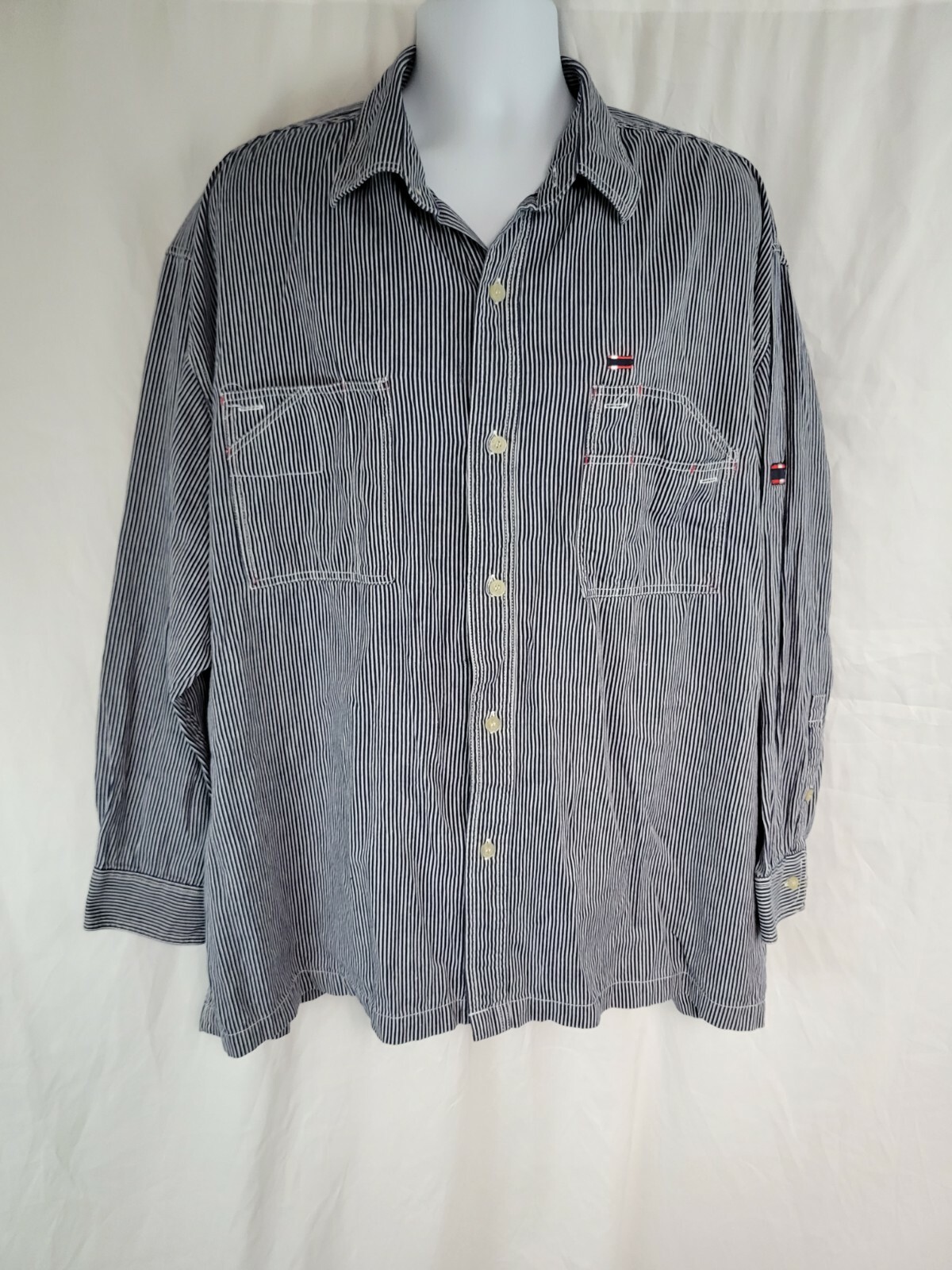 Bugle Boy Long Sleeve Button Down Engineer Stripe… - image 1