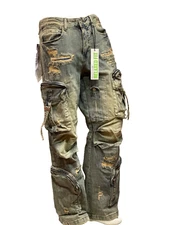 Men’s First Row Martin Relaxed Fit Jeans Utility Denim Vintage Baggy FRD3120