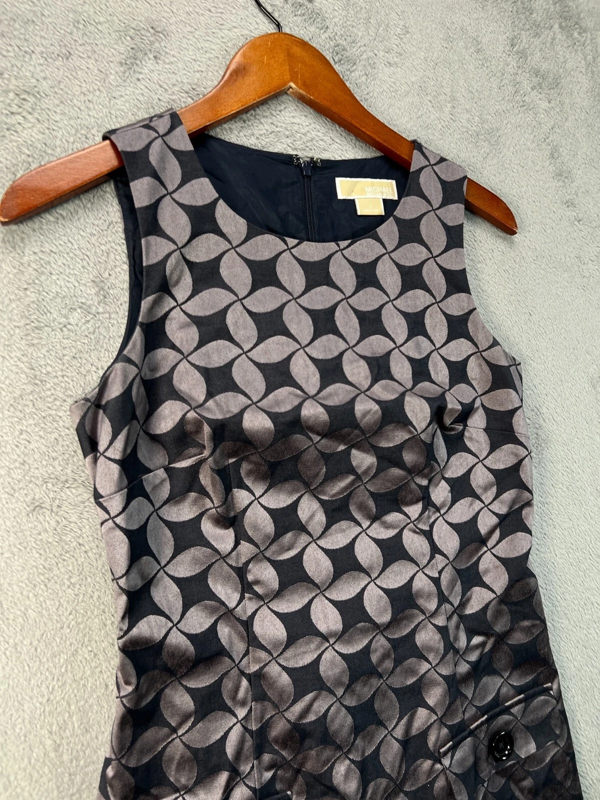 Michael Kors Mini Abito Donna 4 Blu Lucido Tubino Geometrico Senza Maniche Donna