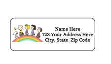 30 CARTOON DOG FRIEND RAINBOW PERSONALIZED RETURN ADDRESS LABELS 1 in X 2.625 in