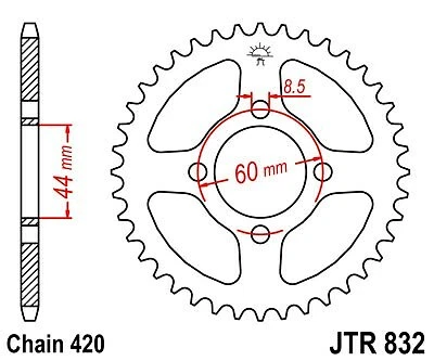 JT Sprockets - JTR832.41 - Black Steel Rear Sprocket, 41T Yamaha MX80-1980-1982 - Image 2 of 2