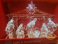 Winter Wonder Lane Nativity Lighted With Musical Sound Sculptured Acrylic
