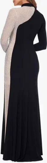 Vestido ajustado manga larga detalle cuentas desnudo negro Xscape talla 6 $338 Foto 2 de 2