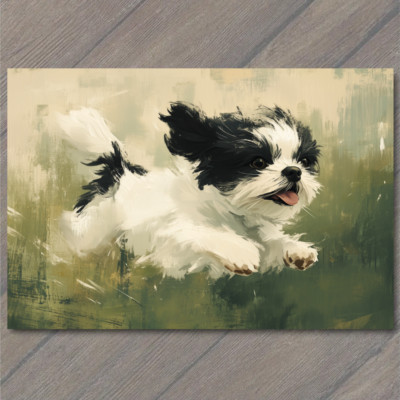 Art Print Playful Puppy Joy Energy Painting Style Vibrant Terrier Scene