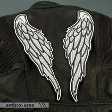 White Angel Wings Back Patch - Halloween Costume Accessory - Embroidered Iron On