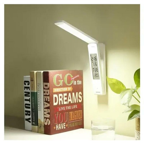 Lampada Scrivania Touch con Calendario e Orologio Luce LED Regolabile Bianco - Foto 6 di 6