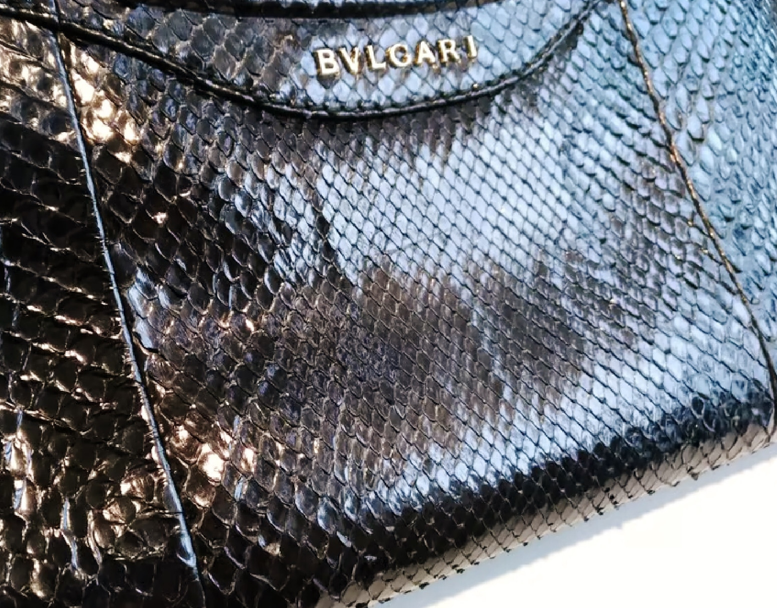 BVLGARI ~ RARE * LIMITED black  Real snakeskin Handbag~  AUTHENTIC 5K image 3
