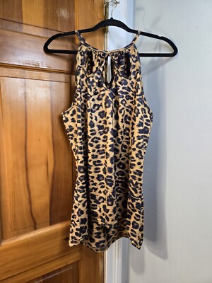 Crazy Train Animal Print Sleeveless Hi-Lo Top Brown & Black Sz L