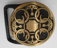 Vtg New Tech Ether Guild Solid Brass Belt Buckle Baldric Celtic Art Design