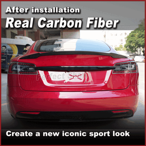 Se adapta a Tesla Model S 2012-2020 alerón de carbono borde de demolición labio alerón trasero - Imagen 3 de 12