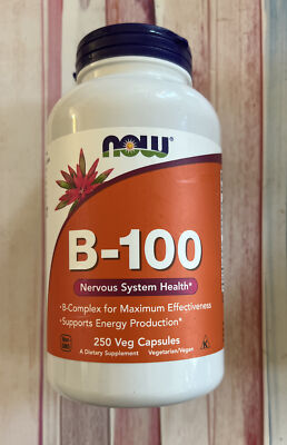 NOW FOODS Vitamin B-100 Supports Nervous System Health 250 VegCaps Exp 5/25