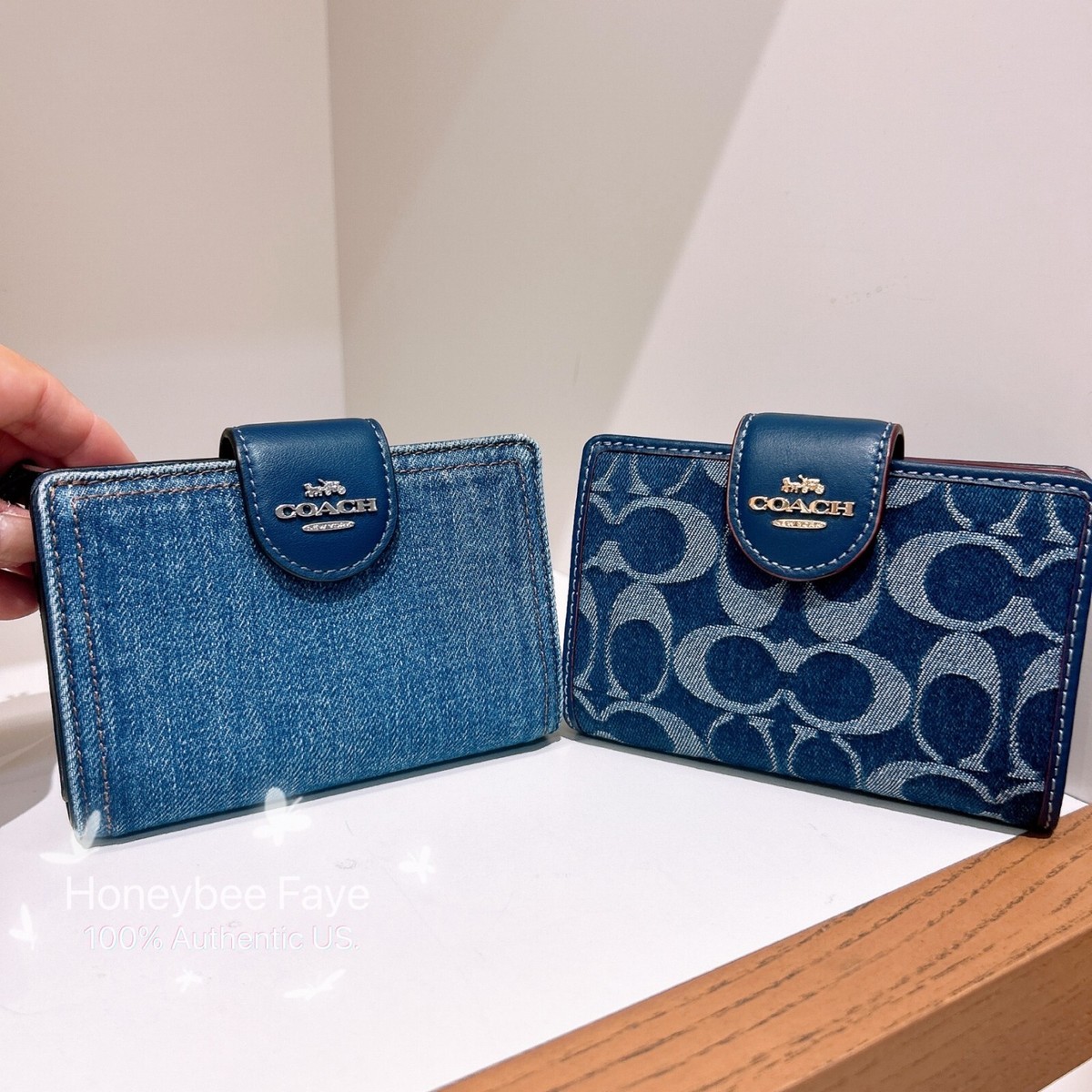 NWT Coach Medium Corner Zip Wallet In Signature Denim CZ344