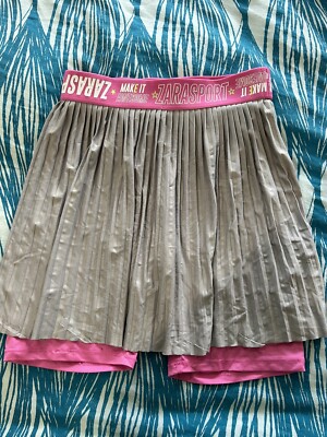 GIRLS ZARA SPORT ZARASPORT PINK & GRAY SKIRT & SHORTS SKORT sz 11/12 ACTIVEWEAR